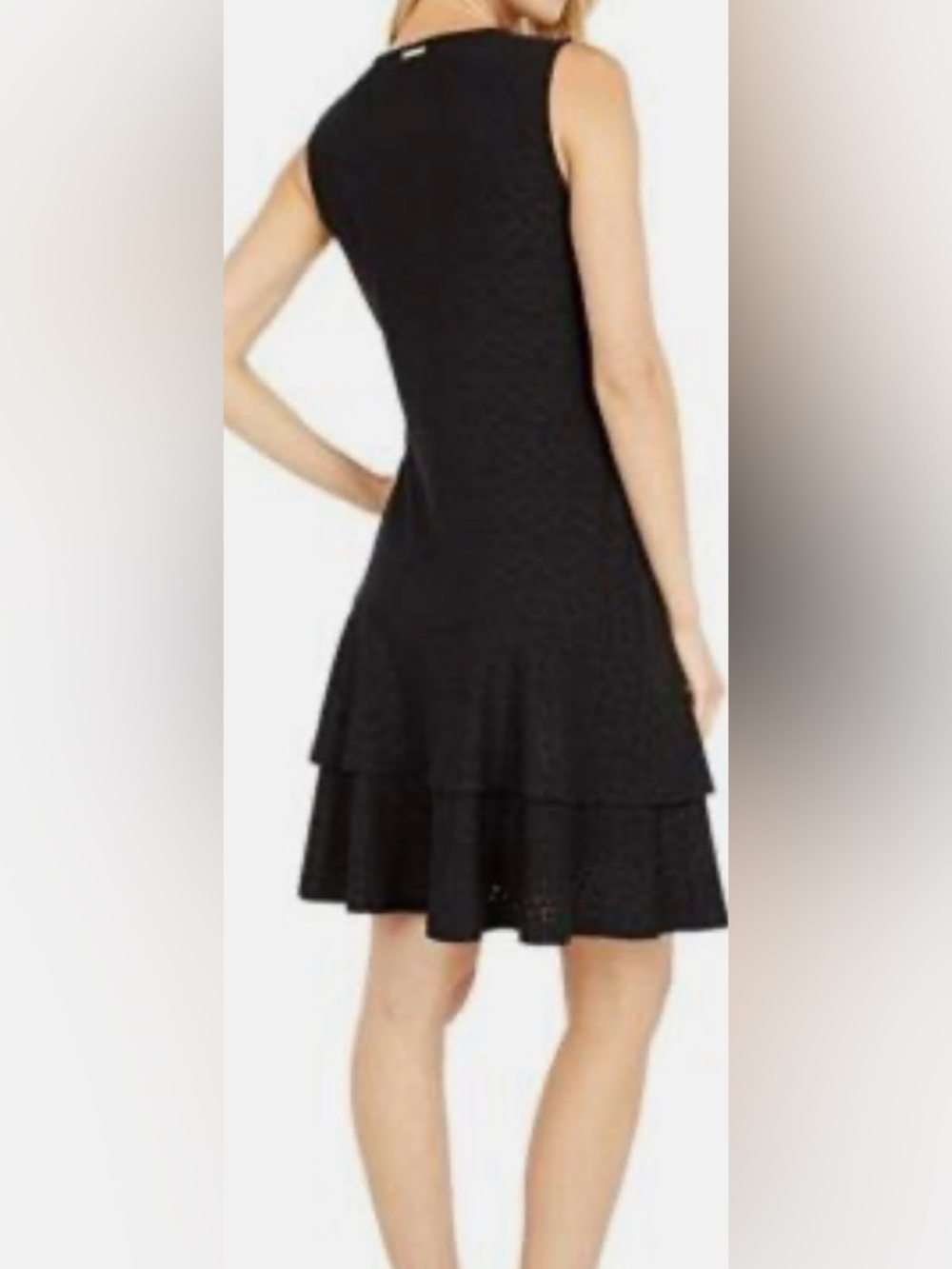 Michael Kors Black Sleeveless Tiered Eyelet Dress - Picture 9 of 11